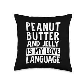 Cool Peanut Butter And Jelly Humor Quote Merch Peanut Butter and Jelly Apparel-Best Sandwich Lover Design Throw Pillow, 16x16, Multicolor