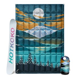 hotkoko Down Camping Blanket,Warm Puffy Lightweight Camp Blanket Outdoor Travel Quilt for Sleep,Stadium, Hiking & Festivals | Water Resistant, Packable & Compact