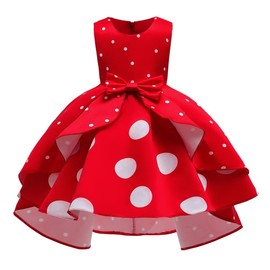 Dressy Daisy Vestido Princesa de Fiesta de Lunares en Rojo y Blanco Disfraz Minnie para Niñas Pequeñas Talla 2-3 años