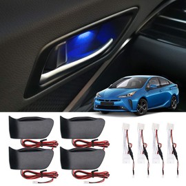 BUYFULL Prius 50 Series Front and Rear Door Handle, Illumination, Blue Lighting, Inner Handle, LED Light, Interior Door Handle, Atmosphere, Dress Up, Custom Parts, Easy Installation, No Processing