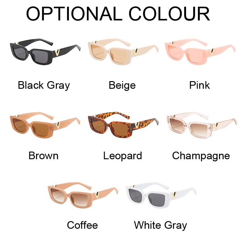 Retro Rectangle Sunglasses Women (Black) + Protection Case