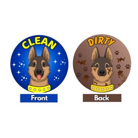 Dog 3.5inch Dishwasher Clean Dirty Magnet Sign for Kitchen, Double Sided Clean Dirty Dishwasher Magnet Sign for Dishwashers and Washing Machine, German Shepherd Design