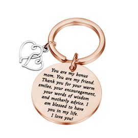 PLITI Step Mom Keychain Bonus Mom Key Ring Step Mother Wedding Gift Mother's Day Gifts Birthday Gifts For Mom You Are My Bonus Mom You Are My Friend Jewelry (bonus mom RGCA)