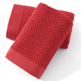 sense gnosis Pink Hand Towel Set of 2 Premium 100% Cotton Herringbone Striped Weave Ultra Soft Highly Absorbent Hand Towel for Bathroom 13 X 29 Inch