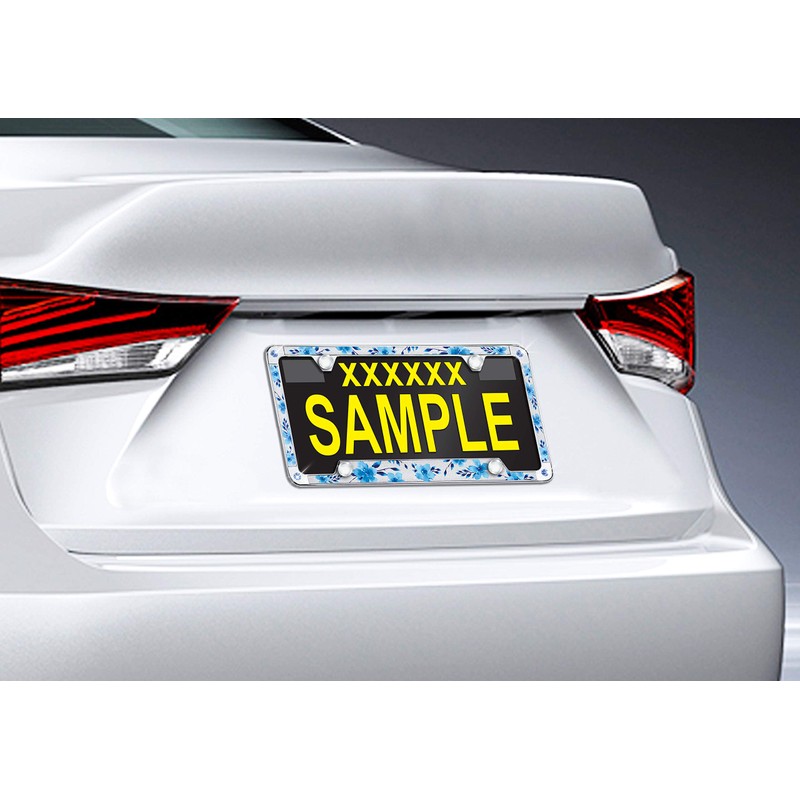 Floral License Plate Frame with Beautiful Crystals.