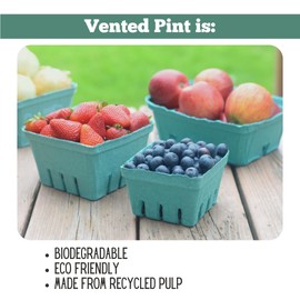 Kitchens Green Molded Pulp Fiber Berry/Produce Vented 1 Pint Basket 40 Pieces