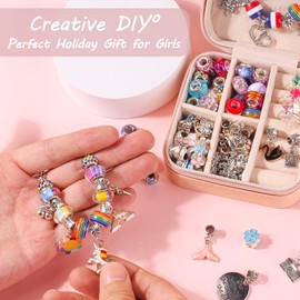 UFU Charm Bracelet Making Kit - Girls DIY Beaded Jewelry Making Kit, Unicorn & Mermaid Gifts for Girls Toys Crafts for Girls Ages 5 6 7 8-12