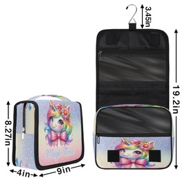 Travel Toiletry Bag for Women & Men Unicorn Flower Animal Colorful Hanging Cosmetic Organizer Portable Waterproof Makeup Case Make Up Bag with Compartments Travel Essentials for Bathroom Shower