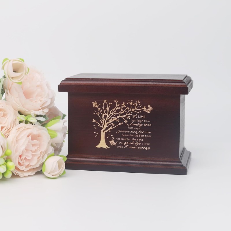 6 Inch Small Wooden Urn for Human Ashes - Keepsake