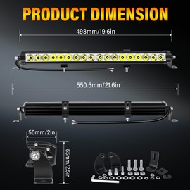 Willpower 20 Inch 60W 6000LM Car LED Light Bar, with 12V Wire Harness Kit, Single Row Spot Flood Combo Off Road Driving Work Fog Lamps for Truck ATV SUV UTV Boat Pickup 4x4, IP67, 6000K White