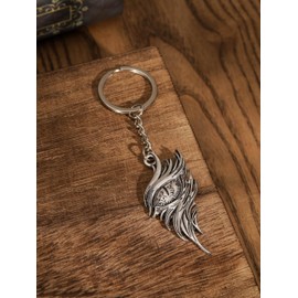 HAQUIL Gothic Vintage Viking Dragon Eye Keychain, Antique Viking Animal Keychain, Dragon Lover Gift Dragons Jewelry Inspiration Gift, Silver, Medium