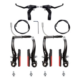 RUJOI Bike Brake Kit V Type, 110 mm V-Brake Caliper, 72 mm Bike Brake Pads Set, Aluminium Bicycle Brake Lever, F/R Brake Housing and Cable, Brakes V Type Replacement Set for MTB, Road Bike, BMX, E