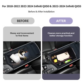 LUWU 2023 Infiniti QX50 QX55 Center Console Organizer Armrest Box Armrest Organizer 2018-2023 QX50 Center Console Storage Insert Tray 2022-2023 QX55 Armrest Tray 2023 Infiniti Accessories (Red)