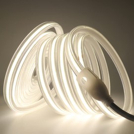 KISUFU LED Light Strip with switch,AC 220V LED High Voltage Rope Light,360 LEDs/m IP65 Waterproof Flexible Cob Light Strip,50CM Cuttable,Suitable for Outdoor and Indoor Lighting (8m, Natural White)