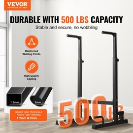 VEVOR Adjustable Heavy Duty Dip Bar - 500 lbs Capacity, Strength Training Parall - H-Shaped Parallel Bars
