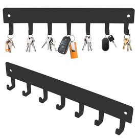 2 Pack Key Holder for Wall, Key Hooks with 7 Hooks, Self-Adhesive Key Hanger – No Drilling Required, Hallway Wall Mount Keychain, Key Rack Wall Mount for Corridor, Living Room, Garage (Grey)