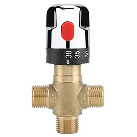 Akozon Válvula Mezcladora Termostática Rosca Macho de Latón Control Termostático de la Temperatura del Agua de la Tubería del Lavabo El Rango de Temperatura es de 38-42 ℃