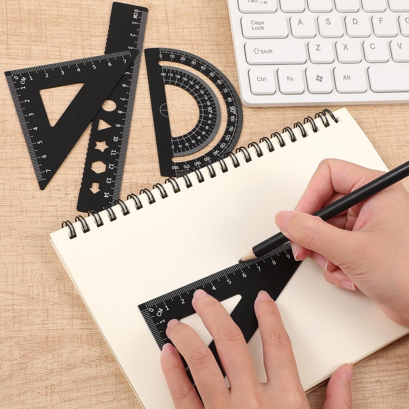 4 Pcs Metal Geometry Set Triangular Ruler Set Aluminum Alloy
