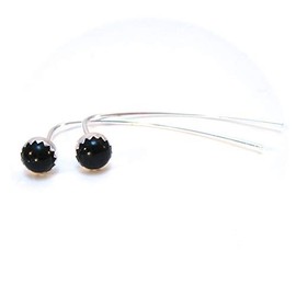 Long Threader Earrings with Black Onyx and Silver