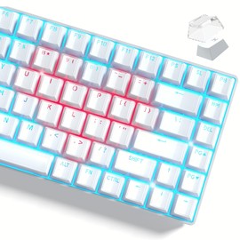 Womier Keycaps - Crystal Jelly Keycaps 60 65 75 100 Percent, Shine Through Key caps White Set, Custom 130 Keys OEM Profile for 61/68/84/87/98/100 Cherry Gateron MX Mechanical (Backlit White)