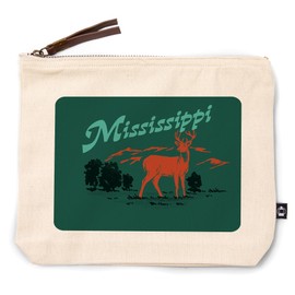 Lantern Press Mississippi, Vintage Matchbook, Whitetail Deer, 100% Cotton Zipper Pouch, Travel Accessory, Go Bag