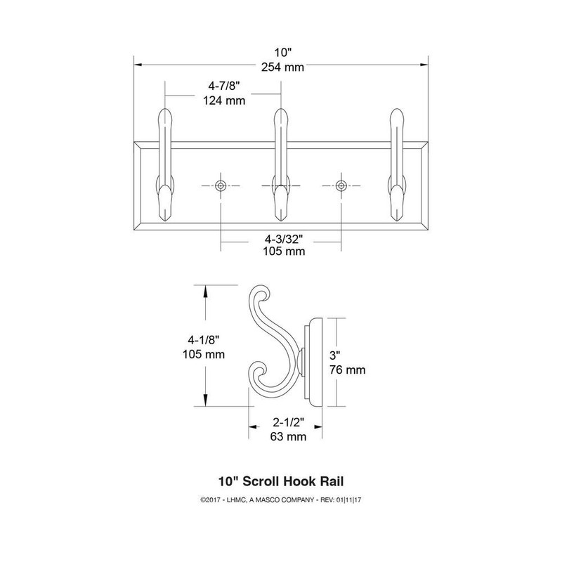 10"BLK Scroll Hook Rack