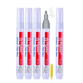 zalati Tile Grout Pen 5pcs Tile Colour Marker Pen with 1 Tip Replacement for Restoring Bathroom and Kitchen Silver