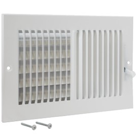 EZ-FLO 10 x 6 Inch (Duct Opening) Air Vent Cover for Wall or Ceiling, Two-Way Ventilation Register, Solid Steel HVAC Register Cover, White, 61610