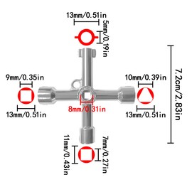HAIKING Utility 4-Way Keys, 2 Pcs Electric Cabinet Keys for Water Meter Valve, Electric Box, Cupboard (Silver)