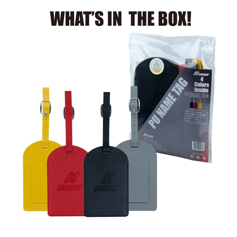 Sandian, Luggage Name Tags, PU Leather, Flap ID Card Holder
