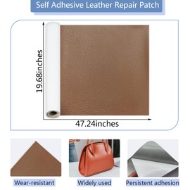 Large Self Adhesive Leather Patch Kit, Vinyl Leather Sofa Repair Tape for Furniture, Boat Cover, Car Seats, Office Chair, Tents 1 Roll (Chocolate)