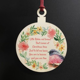 Robin Red Breast Memorial Bauble Hanging Tree Decoration Mum Dad Nan Memorial