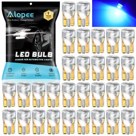 Alopee 30 Pack 194 Blue Led Bulb Acrylic T10 Led Peanut Bulbs DC 12V Car Interior Replacement for 194 168 T10 2825 W5W Led Dash Light Bulbs License Plate Light Trunk Light