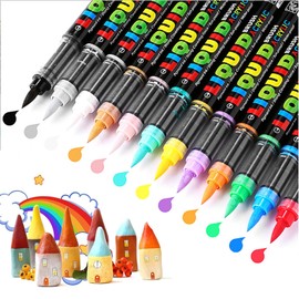 Acrylic Paint Pens 12 Colors Acrylic Art Permanent Markers for Rock Canvas Wood Glass Fabric Painting Coloring Pen