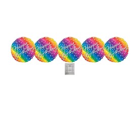 Valueballoon Party & Gifts 5 Piece Happy Birthday Ombre Rainbow 18'' Balloons Birthday Party Decorations Includes FREE Helium Chart
