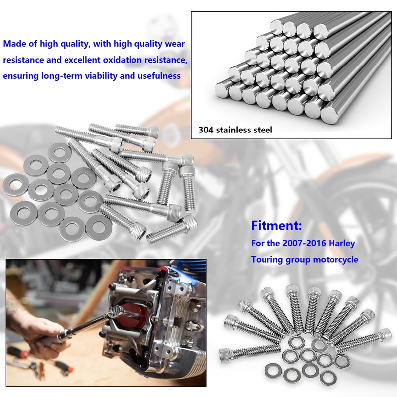 FBSCTMH Engine Bolt Kit Compatible with Electra Glide/Road Glide/Road King/Street