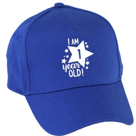 Hippowarehouse I Am 1 Year Old! - 1st Birthday Milestone Birthday Baseball Cap hat Premium Printed 5 Panel OneSize Adults Royal Blue