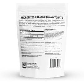HEARTHY FOODS Monohidrato de creatina en polvo micronizado 500G  100 porciones, 5000 mg por porcin (0.18 oz)  17.64 oz para hombres y mujeres...      