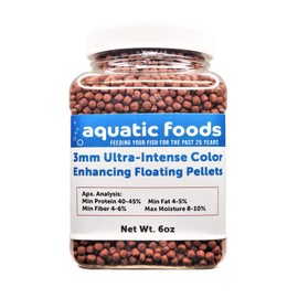 2mm Ultra-Intense Red Color Enhancing FLOATING Pellets for ALL Tropical Fish, Discus, Red Flower Horn, Red Parrot, ALL Fish, ALL Cichlids l...6oz Small Jar