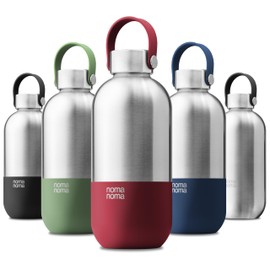 noma noma Stainless Steel Drinking Bottle, Suitable for Carbonated Drinks, Thermos Flask 1 L, 750 ml, 500 ml, Leak-Proof, BPA-Free and Climate Neutral (750 ml Grenadine Red)