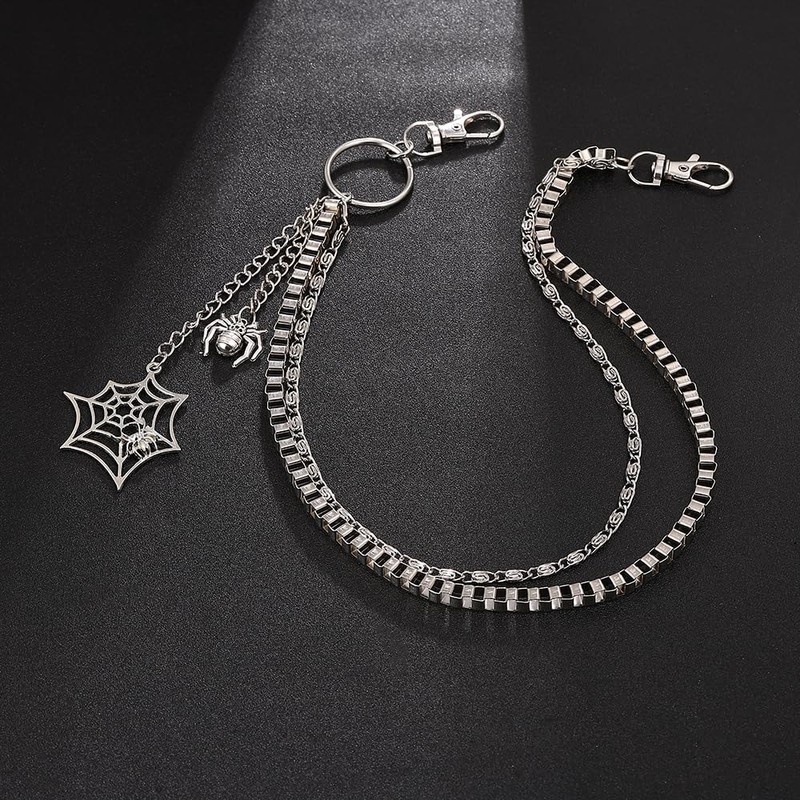 Gothic Spider Web Chain Belt, Metal Biker Jeans Pants Chain,
