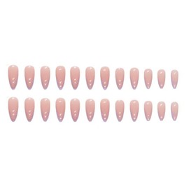 Purple French Tip Press on nails Nude Fake Nials Stiletto False Nails Purple Line Glue on nails Glossy Artificial Acrylic Nial Full Cover Medium Almond Stick on Nials for Women Manicure 24Pcs