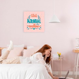 Edenpack Inspirational Quote Canvas Wall Art Motivational Quote Framed Prints Decor for Bedroom Kitchen Walls Office Hallway Woman Special Occasions Gift (Girl Power Design 2, 8''x8'')