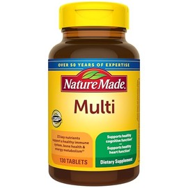 Nature Made Multivitamin Tablets with Iron, Multivitamin for Women and Men for Daily Nutritional Support, Multi Vitamins for Adults, 130 Tablets, 130 