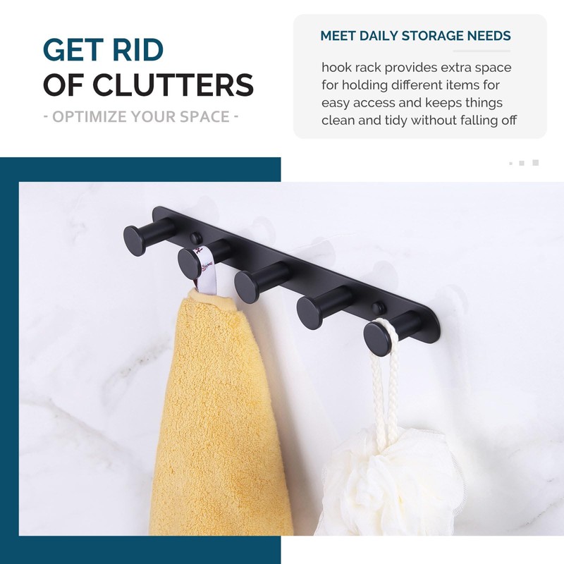 Angle Simple Towel Hook Rack Matte Black, SUS304 Stainless Steel