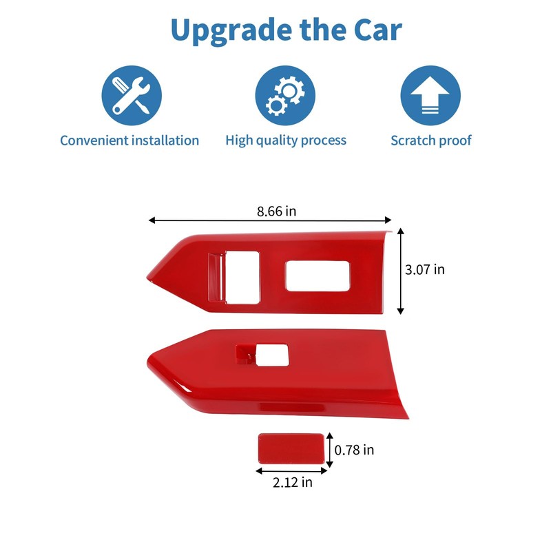 PDKLIN for Mustang Power Window Switch Panel Cover Trim Red
