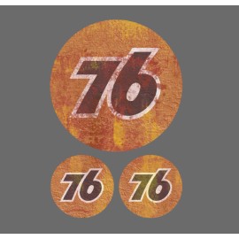 Six9 Designs Union 76 Distressed Rusty Sticker Gas Gasoline Petroleum Vinyl Decal 3 for 1 - 3.75" + 2 Half size