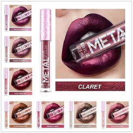 ENGBO 12 Colors Metallic Liquid Lipstick Lip Gloss Non-Stick Cup Lip Glaze Makeup Pearl Beauty Makeup (04-STRIPPER PINK, 2.5ml)