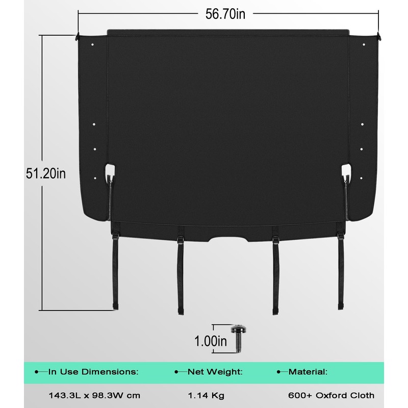 Tonneau Cover Compatible with 2021-2025 Ford Bronco 4-Door, 600D Oxford