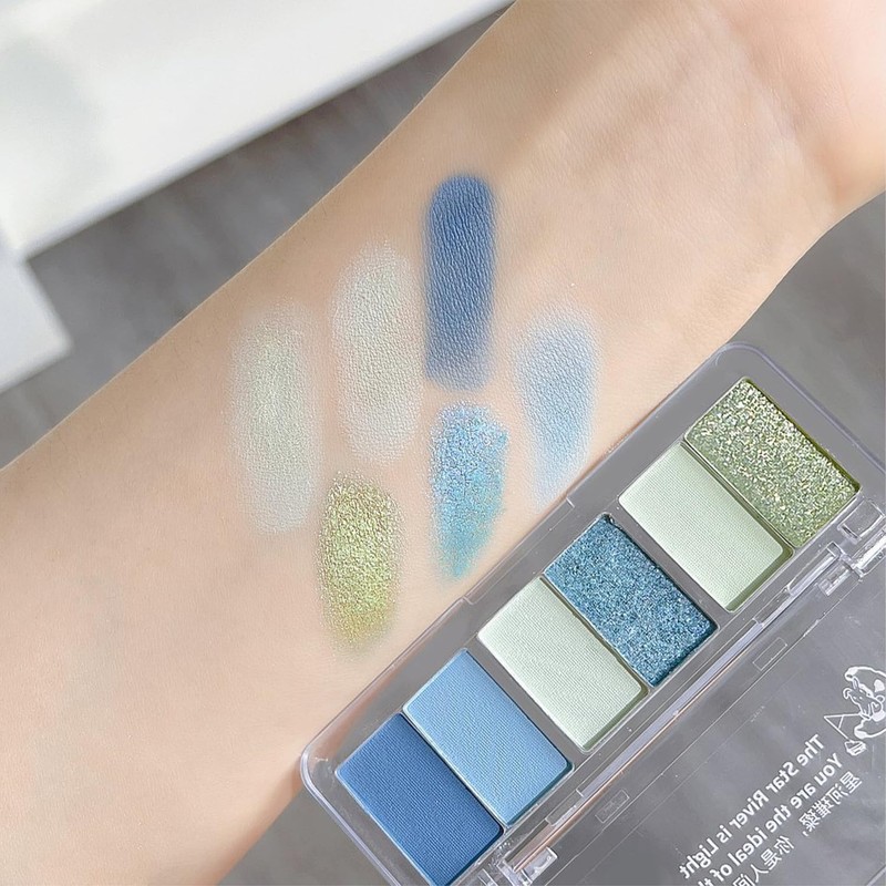 Blue Eyeshadow 6 Colours Eye Shadow Pallets for Women Highly